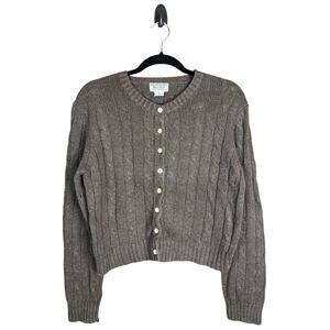 Vintage Montana Blues Brown Button Down Long Sleeve Cable Knit Cardigan Size M